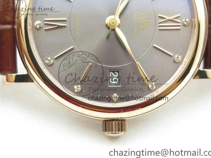 MIROTIME 1226 Portofino 37mm RG V7F 1:1 Best Edition Gray Dial on Deep Brown Leather Strap A SunProtective 7090